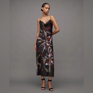 NWT All saints Hadley Tippi Midi Satin Cowl Neck Slip Dress 8